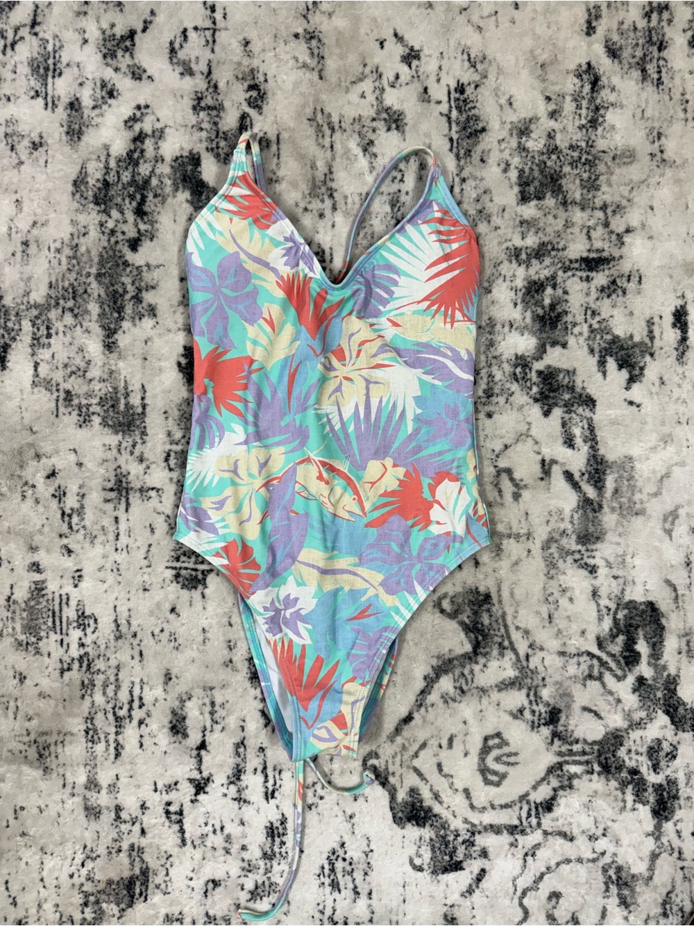 SALT LIFE Tropical Print One-Piece Swimsuit - Mint & Coral